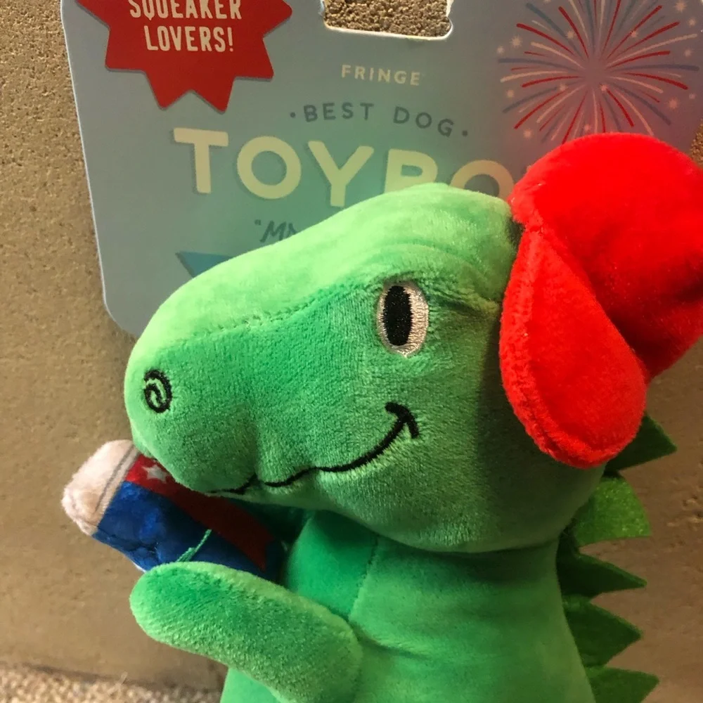 🆕 Fringe Studio Mr. 4th of July T Rex Dog Toy